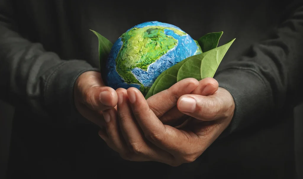 A visual representation of global sustainability and environmental care at Infomate, a top BPO company in Colombo.